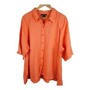 3x Orange Linen Button-Up Shirt Ladies​​​